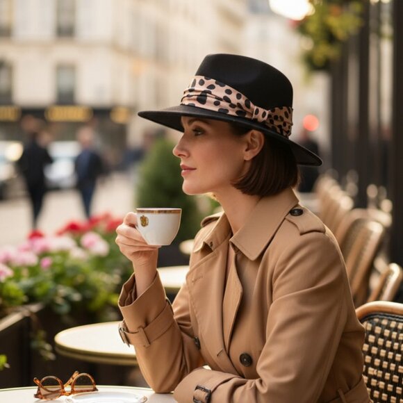 EUGENIA KIM  Maxine leopard-print satin-trimmed wool-felt fedora‎ MSRP 395$ - Picture 1 of 12